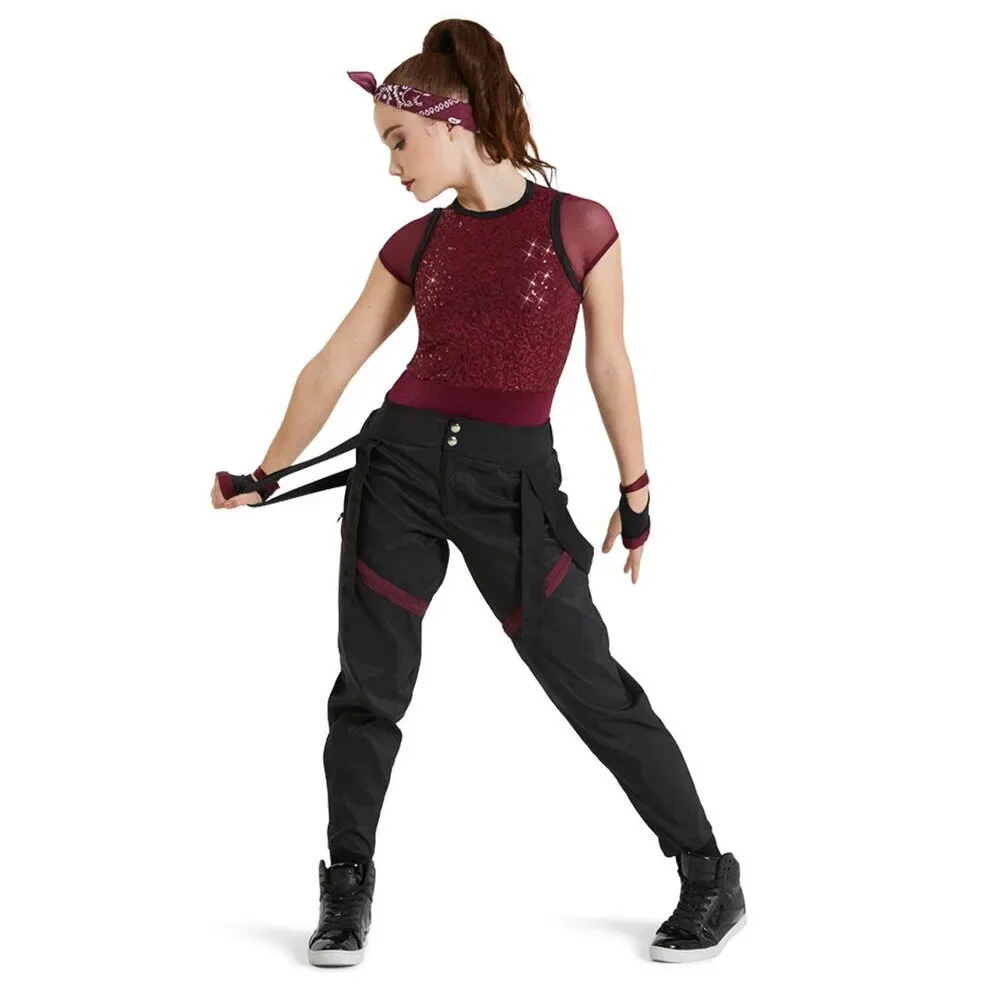 Pre-Owned Dance Costume Weissman 12400 Medium Child Burgundy 2 pc Hip Hop Sequin